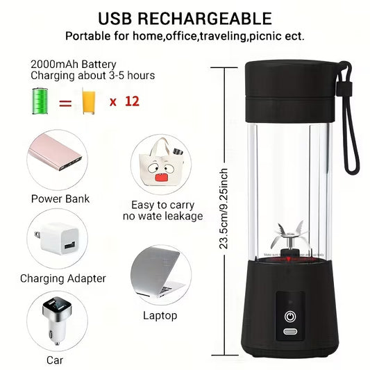 Portable 380ml Rechargeable Blender for Smoothies & Shakes
