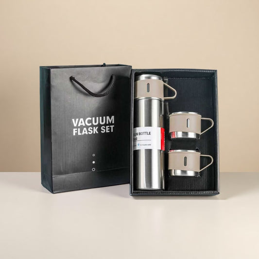 Triple-Cap Stainless Thermos