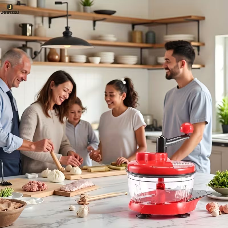 Manual Hand-Press Vegetable & Meat Chopper (Crank Style)