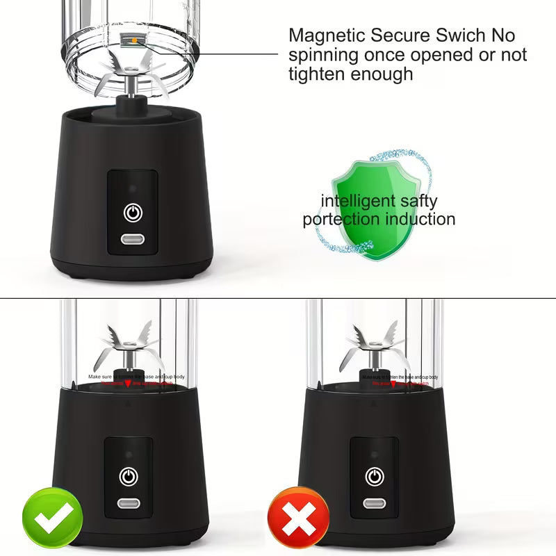 Portable 380ml Rechargeable Blender for Smoothies & Shakes