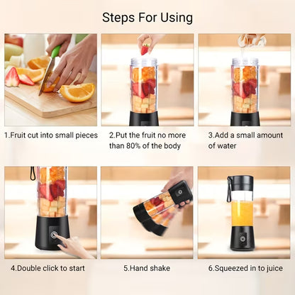 Portable 380ml Rechargeable Blender for Smoothies & Shakes