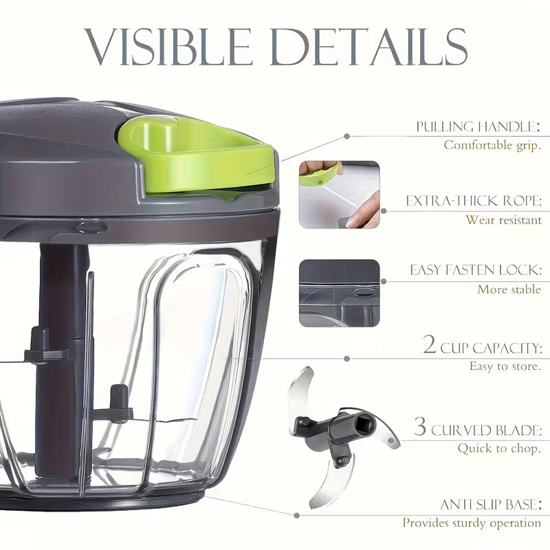 Manual Pull-String Garlic & Vegetable Chopper