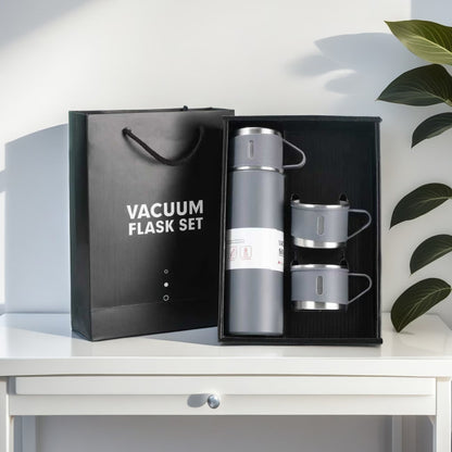 Triple-Cap Stainless Thermos