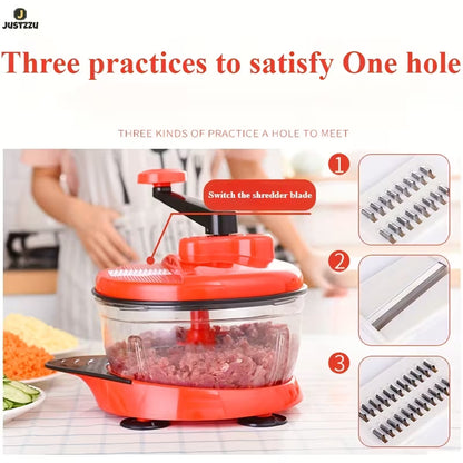 Manual Hand-Press Vegetable & Meat Chopper (Crank Style)