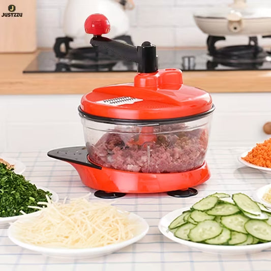 Manual Hand-Press Vegetable & Meat Chopper (Crank Style)