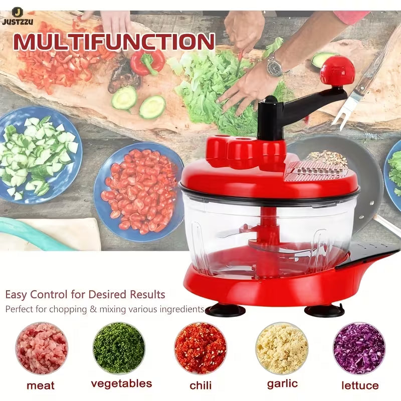 Manual Hand-Press Vegetable & Meat Chopper (Crank Style)