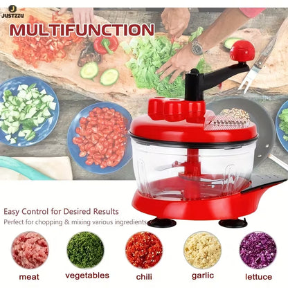 Manual Hand-Press Vegetable & Meat Chopper (Crank Style)