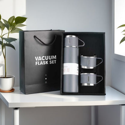 Triple-Cap Stainless Thermos
