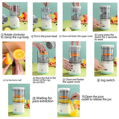 USB Rechargeable Electric Juicer with Automatic Pulp Separator