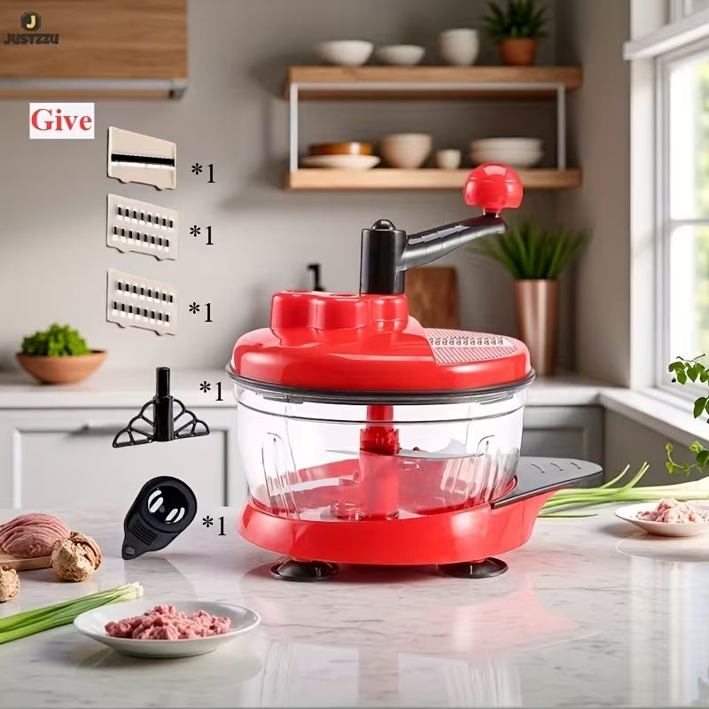 Manual Hand-Press Vegetable & Meat Chopper (Crank Style)