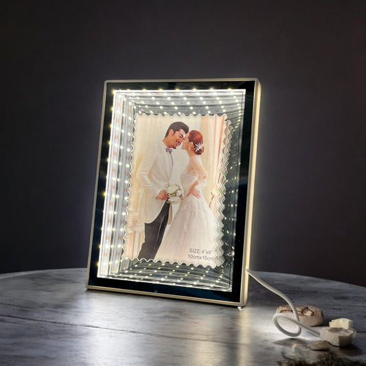 Romantic Shine 3D LED Personalized Photo Frame – Floating Glass Display for Couples & Gifts